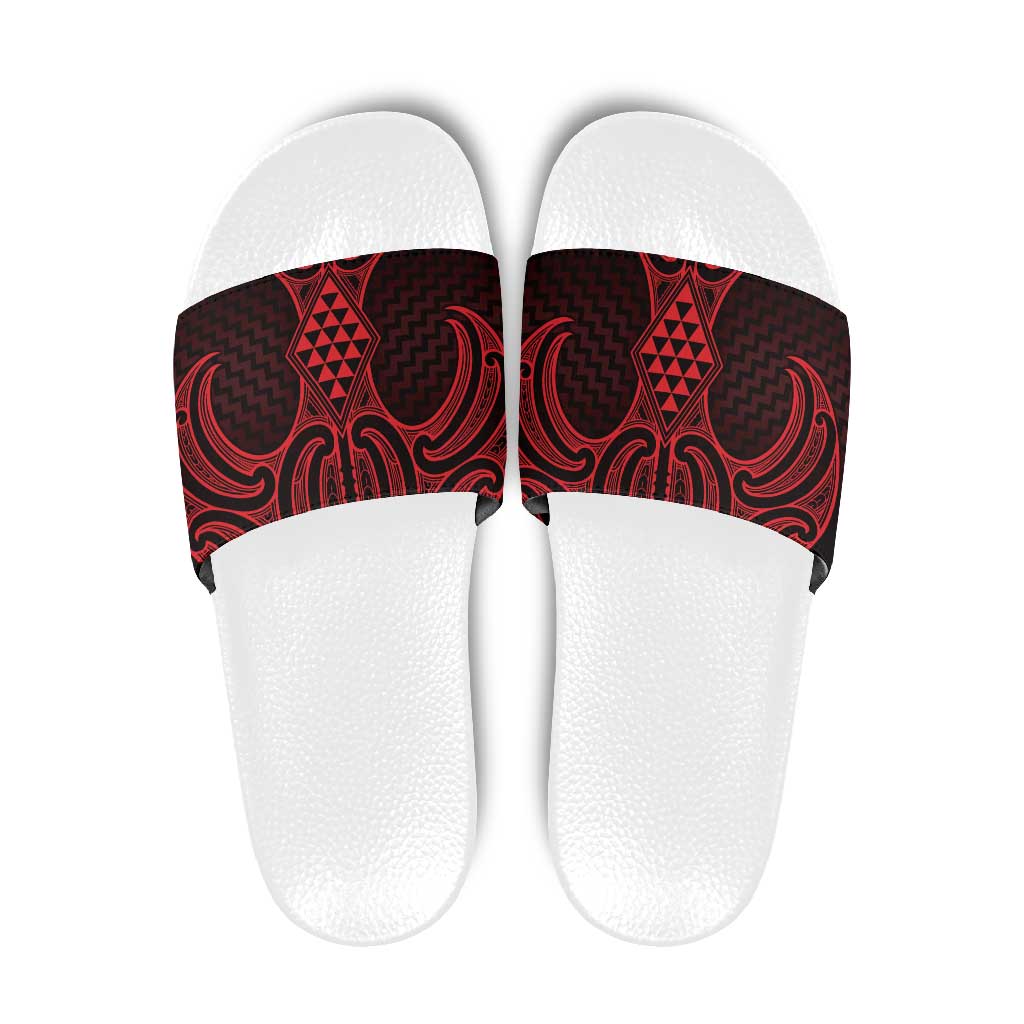 Whero Maori Ta Moko Poutama Art Slide Sandals - Polynesian Pride