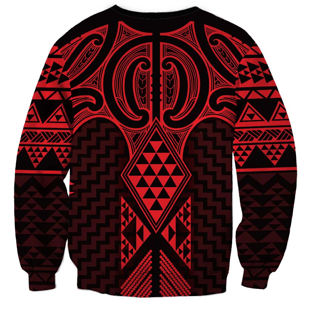 Whero Maori Ta Moko Poutama Art Sweatshirt LT9 - Polynesian Pride