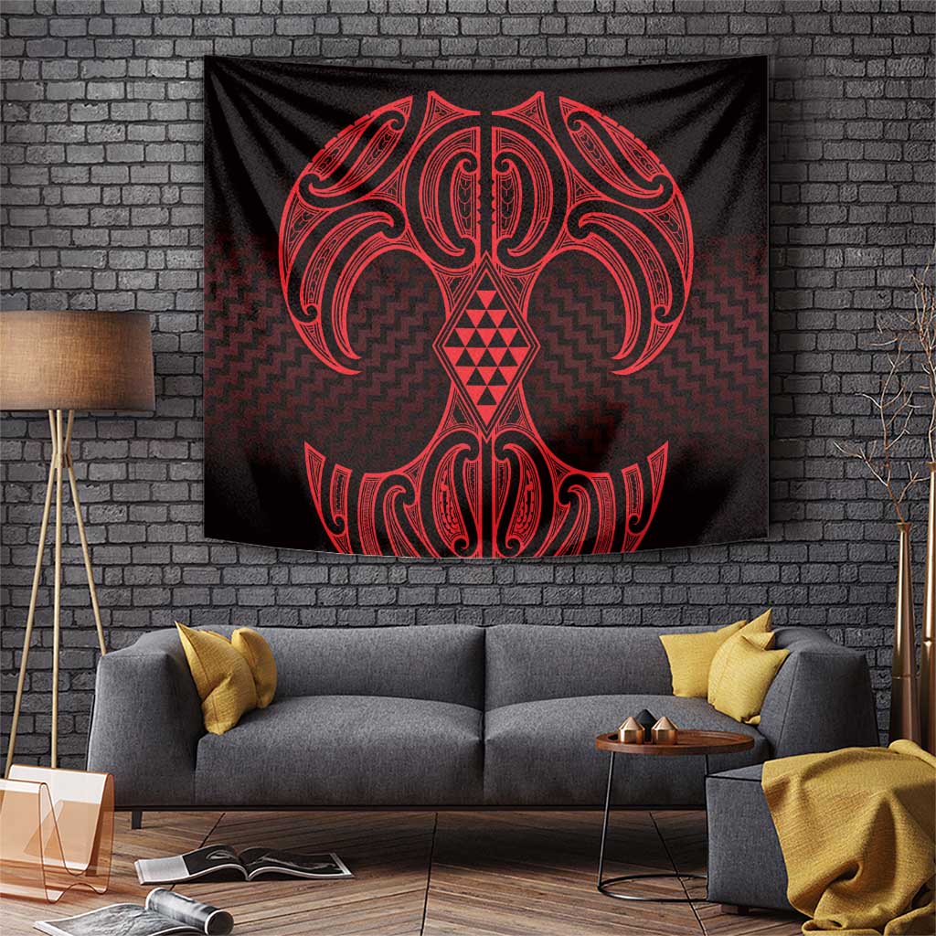 Whero Maori Ta Moko Poutama Art Tapestry LT9 Red - Polynesian Pride