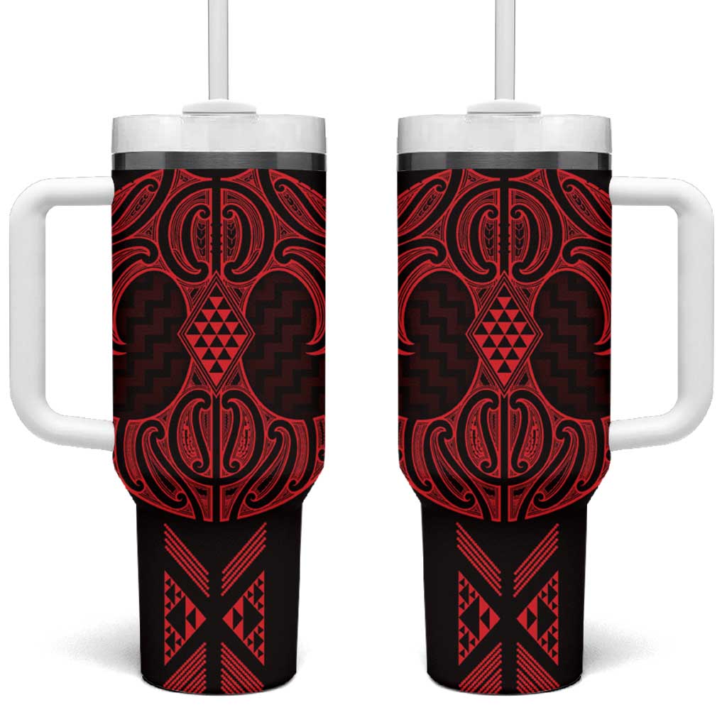 Whero Maori Ta Moko Poutama Art Tumbler With Handle