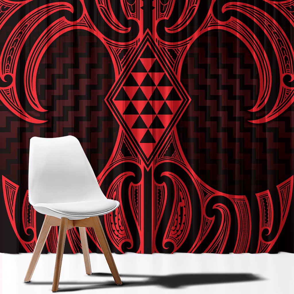 Whero Maori Ta Moko Poutama Art Window Curtain