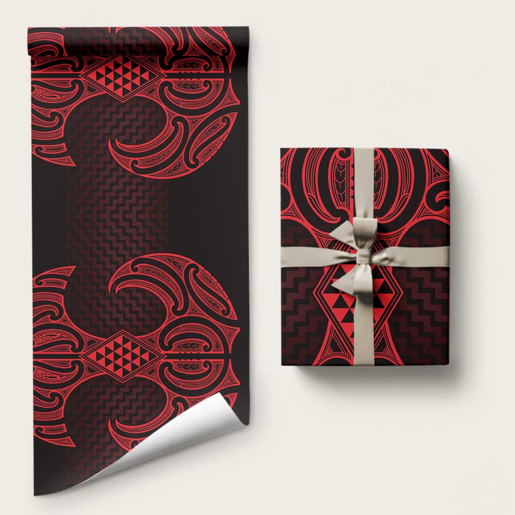 Whero Maori Ta Moko Poutama Art Wrapping Paper LT9 58" × 23" Red - Polynesian Pride