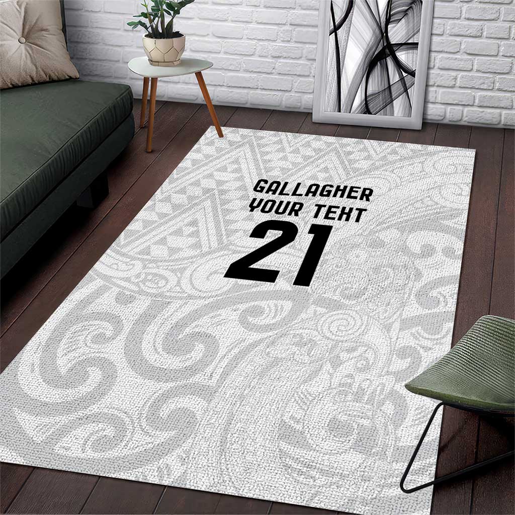 New Zealand Rangatira Custom Area Rug All White Niho Taniwha Maori Tribal