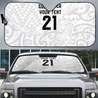 New Zealand Rangatira Custom Auto Sun Shade All White Niho Taniwha Maori Tribal - Polynesian Pride