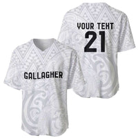 New Zealand Rangatira Custom Baseball Jersey All White Niho Taniwha Maori Tribal