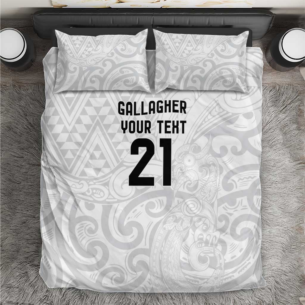 New Zealand Rangatira Custom Bedding Set All White Niho Taniwha Maori Tribal