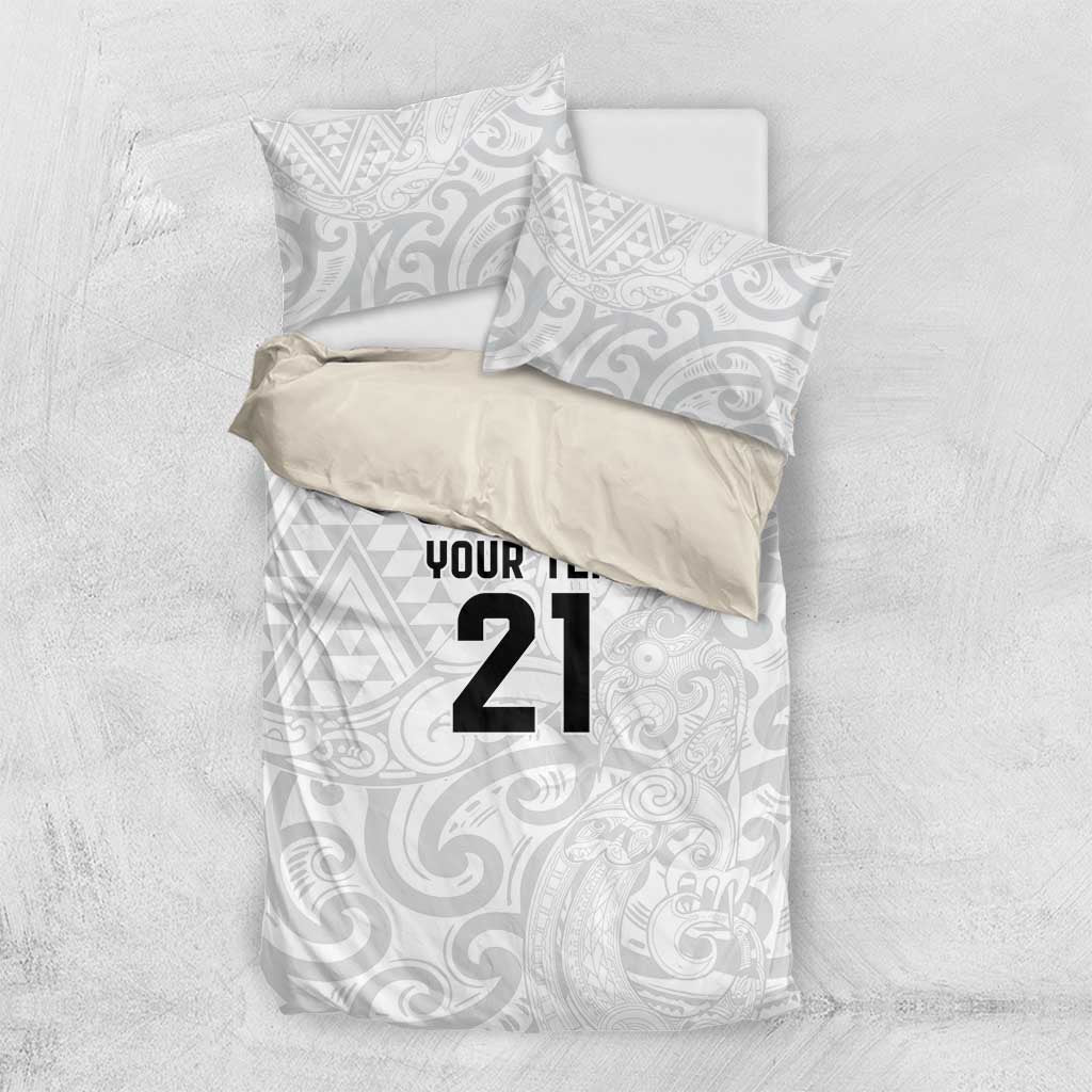 New Zealand Rangatira Custom Bedding Set All White Niho Taniwha Maori Tribal