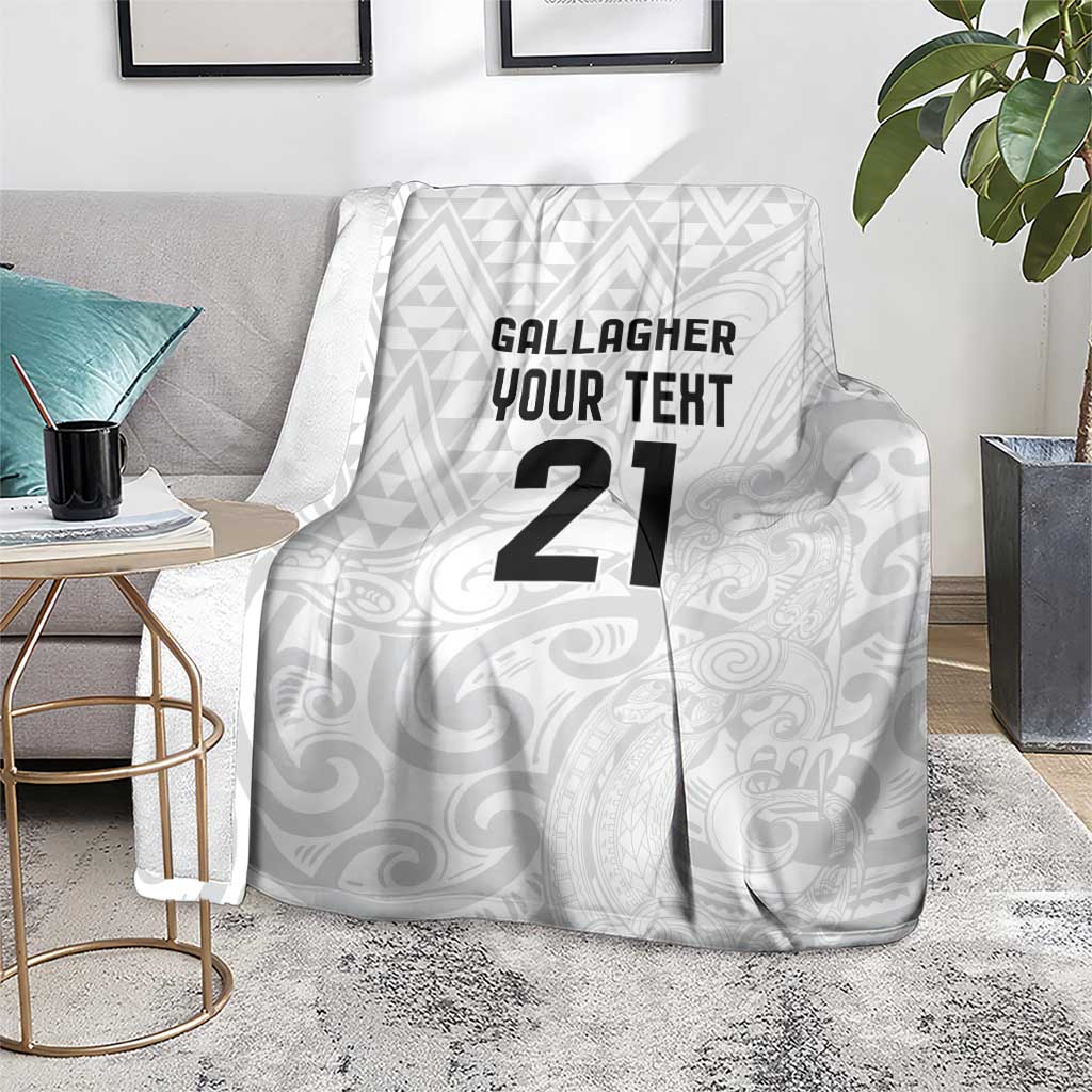 New Zealand Rangatira Custom Blanket All White Niho Taniwha Maori Tribal