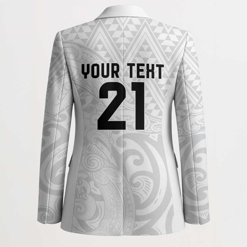 New Zealand Rangatira Custom Blazer All White Niho Taniwha Maori Tribal - Polynesian Pride