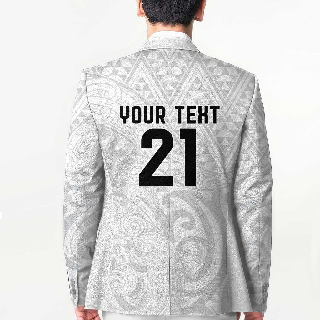 New Zealand Rangatira Custom Blazer All White Niho Taniwha Maori Tribal - Polynesian Pride