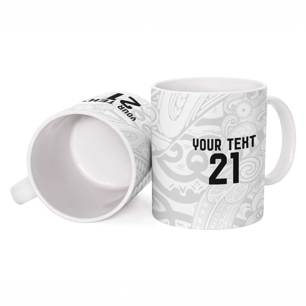 New Zealand Rangatira Custom Ceramic Mug All White Niho Taniwha Maori Tribal - Polynesian Pride