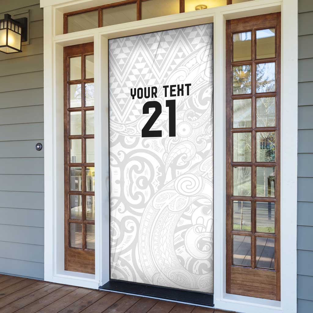 New Zealand Rangatira Custom Door Cover All White Niho Taniwha Maori Tribal - Polynesian Pride