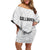 New Zealand Rangatira Custom Family Matching Off Shoulder Short Dress and Hawaiian Shirt All White Niho Taniwha Maori Tribal