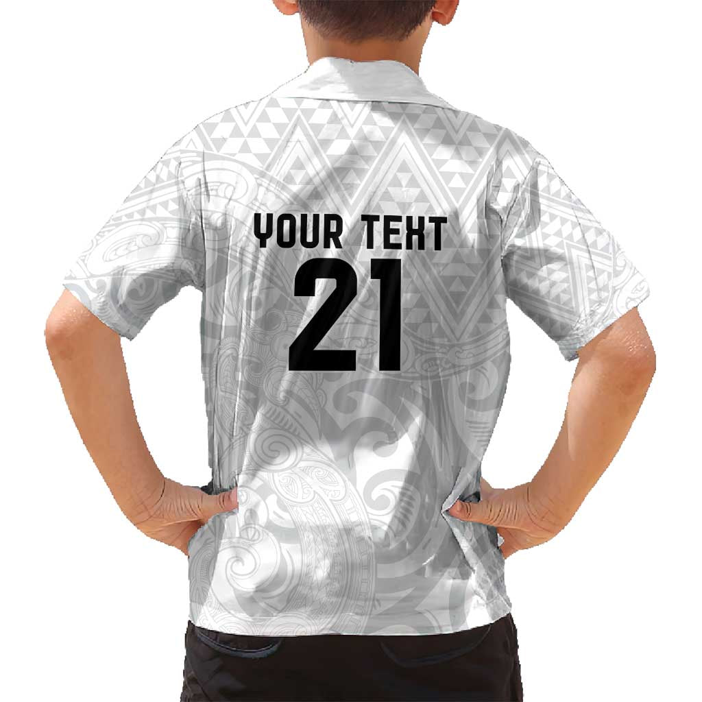 New Zealand Rangatira Custom Family Matching Puletasi and Hawaiian Shirt All White Niho Taniwha Maori Tribal