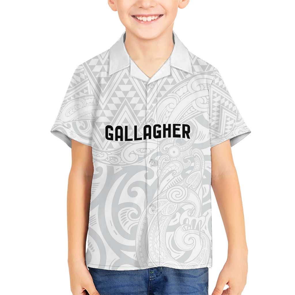 New Zealand Rangatira Custom Family Matching Puletasi and Hawaiian Shirt All White Niho Taniwha Maori Tribal