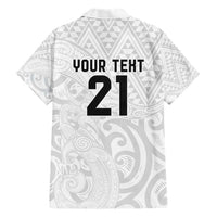 New Zealand Rangatira Custom Family Matching Short Sleeve Bodycon Dress and Hawaiian Shirt All White Niho Taniwha Maori Tribal