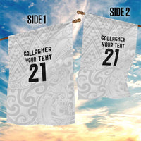 New Zealand Rangatira Custom Garden Flag All White Niho Taniwha Maori Tribal