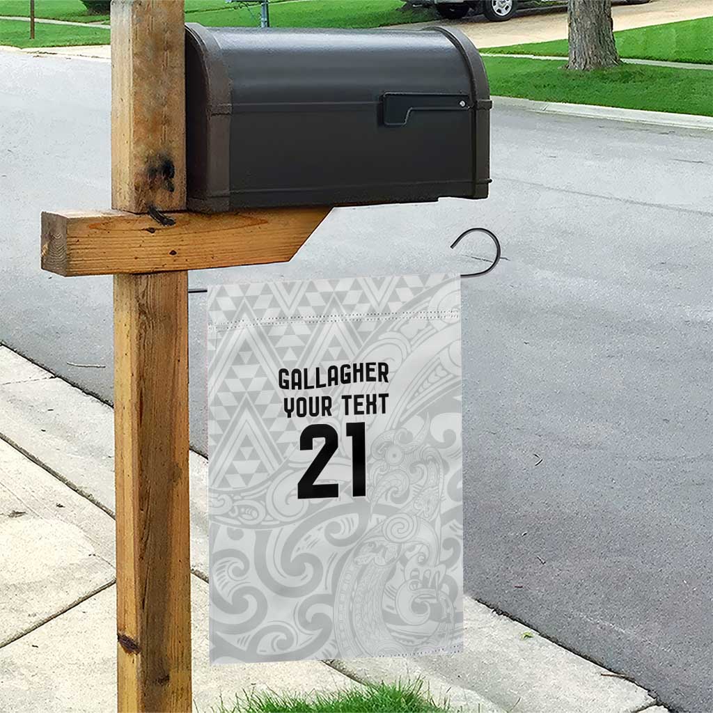 New Zealand Rangatira Custom Garden Flag All White Niho Taniwha Maori Tribal