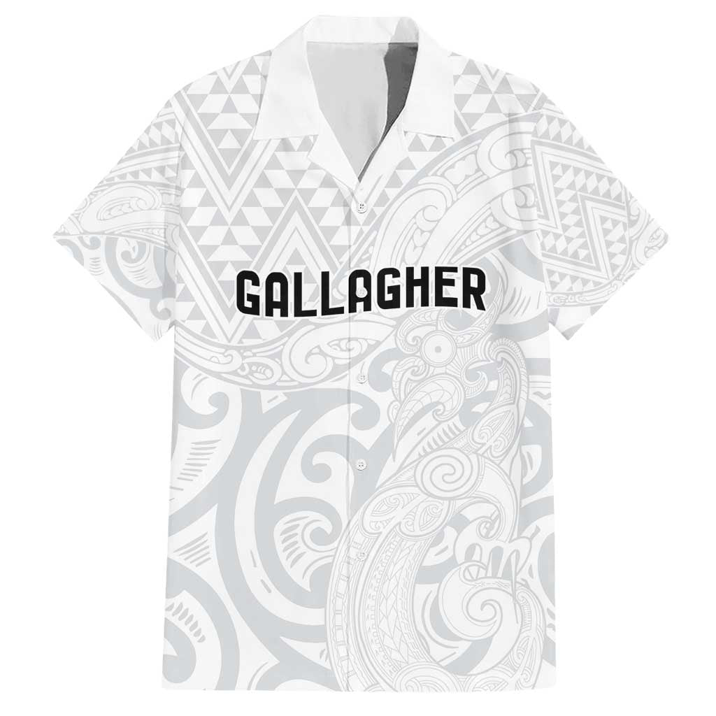 New Zealand Rangatira Custom Hawaiian Shirt All White Niho Taniwha Maori Tribal