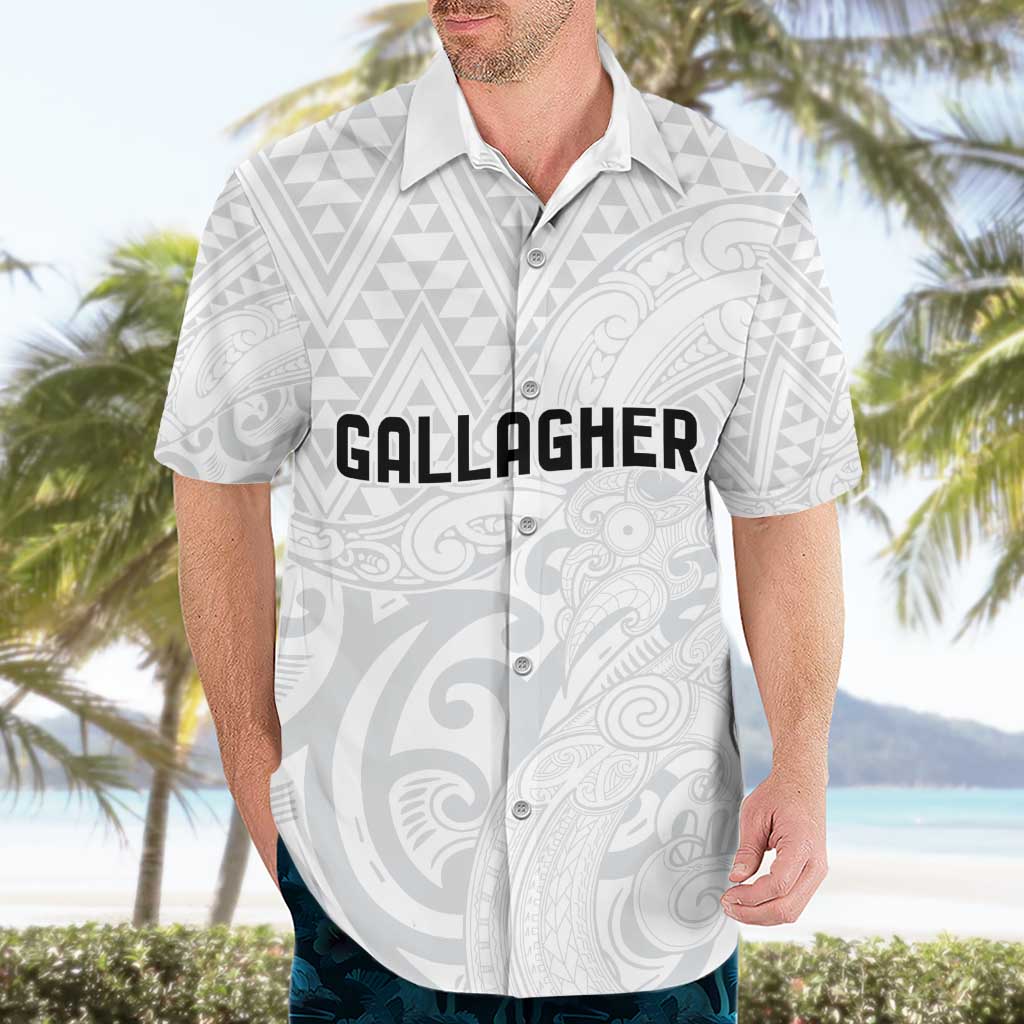 New Zealand Rangatira Custom Hawaiian Shirt All White Niho Taniwha Maori Tribal