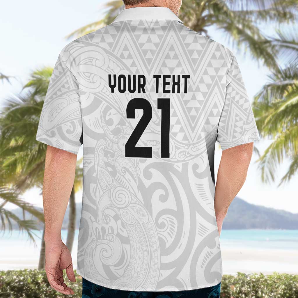 New Zealand Rangatira Custom Hawaiian Shirt All White Niho Taniwha Maori Tribal