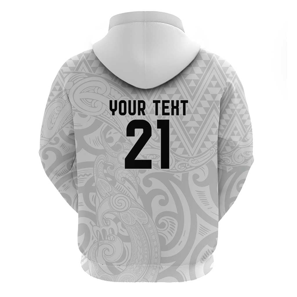 New Zealand Rangatira Custom Hoodie All White Niho Taniwha Maori Tribal