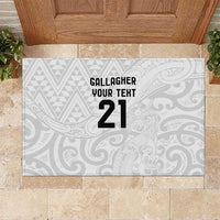 New Zealand Rangatira Custom Rubber Doormat All White Niho Taniwha Maori Tribal