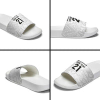 New Zealand Rangatira Custom Slide Sandals All White Niho Taniwha Maori Tribal - Polynesian Pride