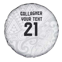 New Zealand Rangatira Custom Spare Tire Cover All White Niho Taniwha Maori Tribal