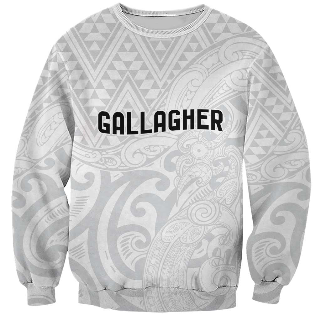 New Zealand Rangatira Custom Sweatshirt All White Niho Taniwha Maori Tribal