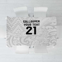 New Zealand Rangatira Custom Tablecloth All White Niho Taniwha Maori Tribal