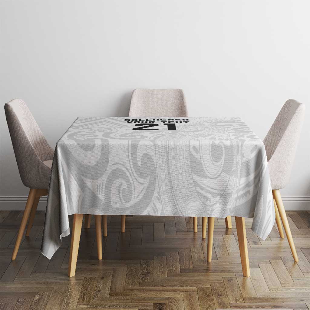 New Zealand Rangatira Custom Tablecloth All White Niho Taniwha Maori Tribal