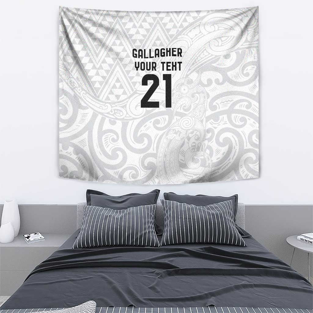 New Zealand Rangatira Custom Tapestry All White Niho Taniwha Maori Tribal