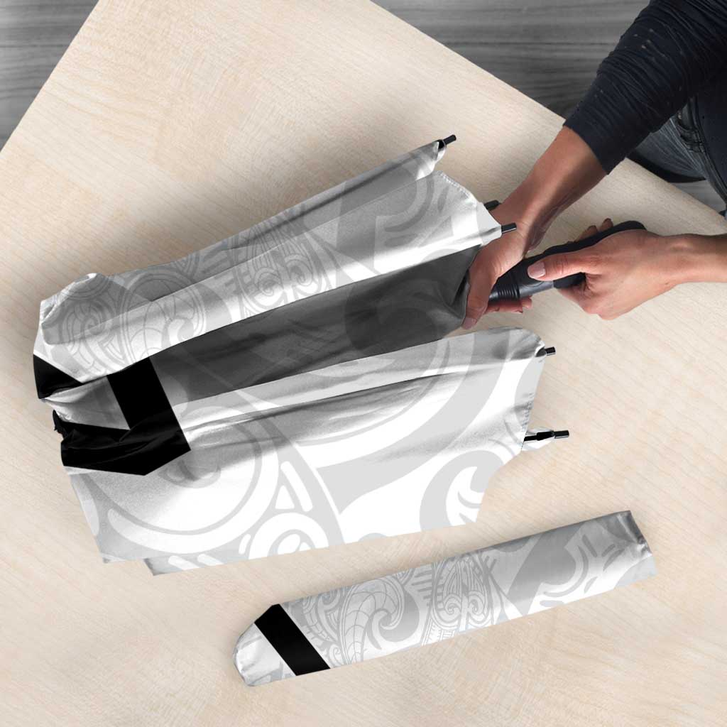 New Zealand Rangatira Custom Umbrella All White Niho Taniwha Maori Tribal - Polynesian Pride