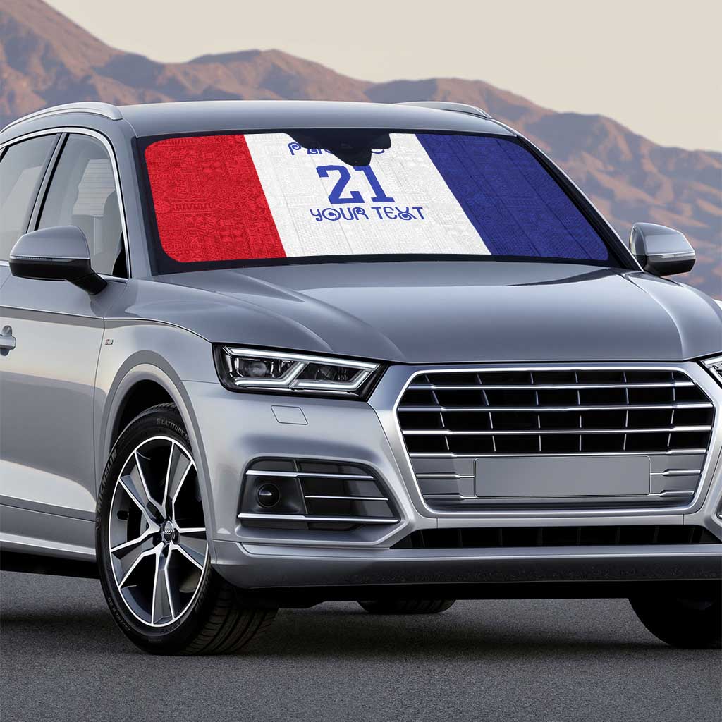 New Zealand Rugby Pacific Personalised Auto Sun Shade Maori Style Tribal Tapa Pattern - Polynesian Pride