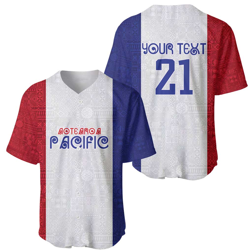 New Zealand Rugby Pacific Personalised Baseball Jersey Maori Style Tribal Tapa Pattern