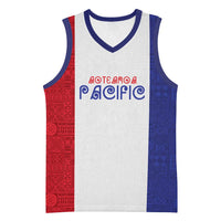 New Zealand Rugby Pacific Personalised Basketball Jersey Maori Style Tribal Tapa Pattern - Polynesian Pride