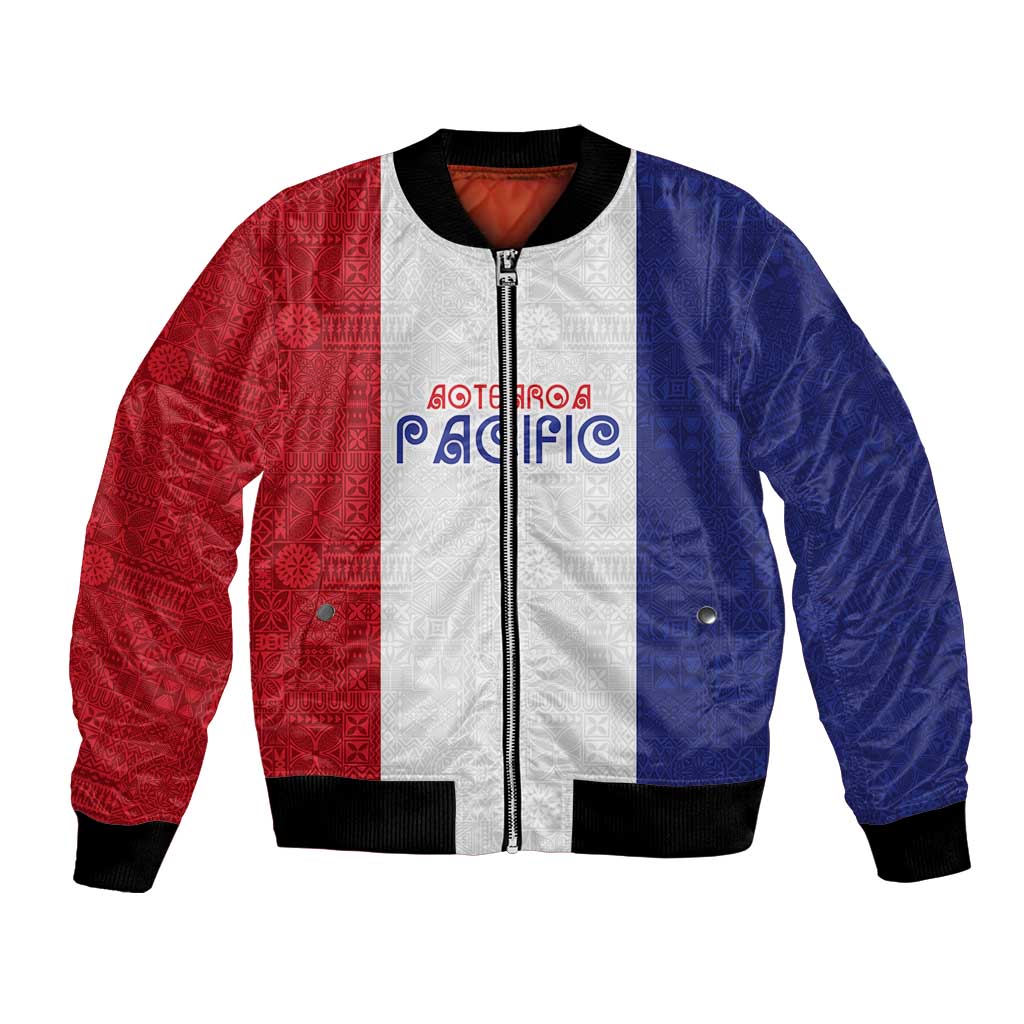 New Zealand Rugby Pacific Personalised Bomber Jacket Maori Style Tribal Tapa Pattern