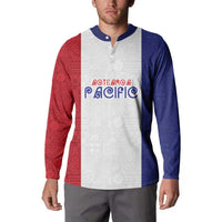 New Zealand Rugby Pacific Personalised Button Sweatshirt Maori Style Tribal Tapa Pattern