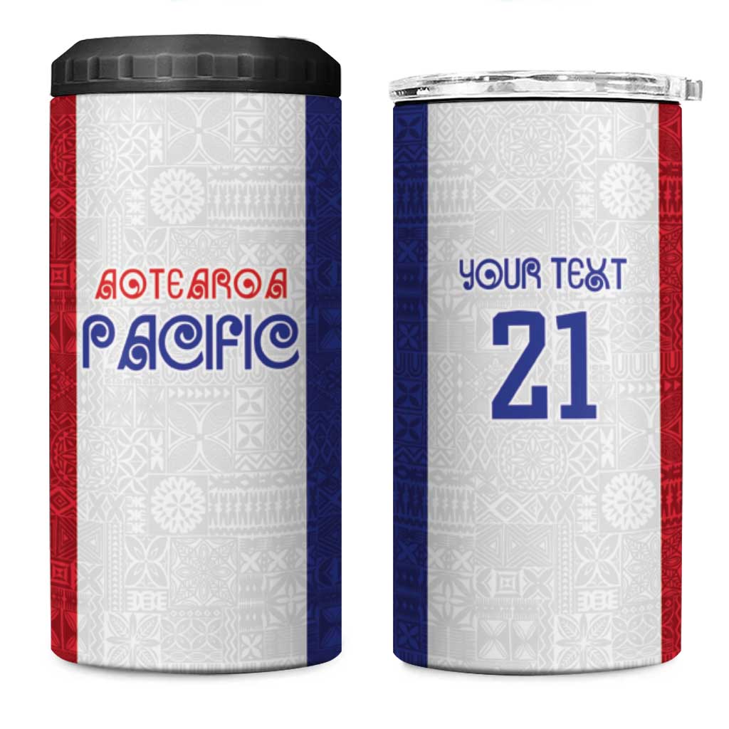 New Zealand Rugby Pacific Personalised 4 in 1 Can Cooler Tumbler Maori Style Tribal Tapa Pattern
