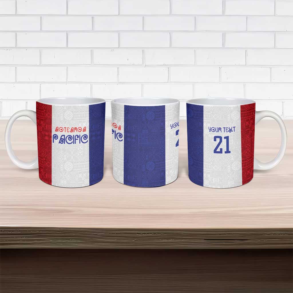 New Zealand Rugby Pacific Personalised Ceramic Mug Maori Style Tribal Tapa Pattern - Polynesian Pride