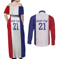 New Zealand Rugby Pacific Personalised Couples Matching Off Shoulder Maxi Dress and Long Sleeve Button Shirt Maori Style Tribal Tapa Pattern