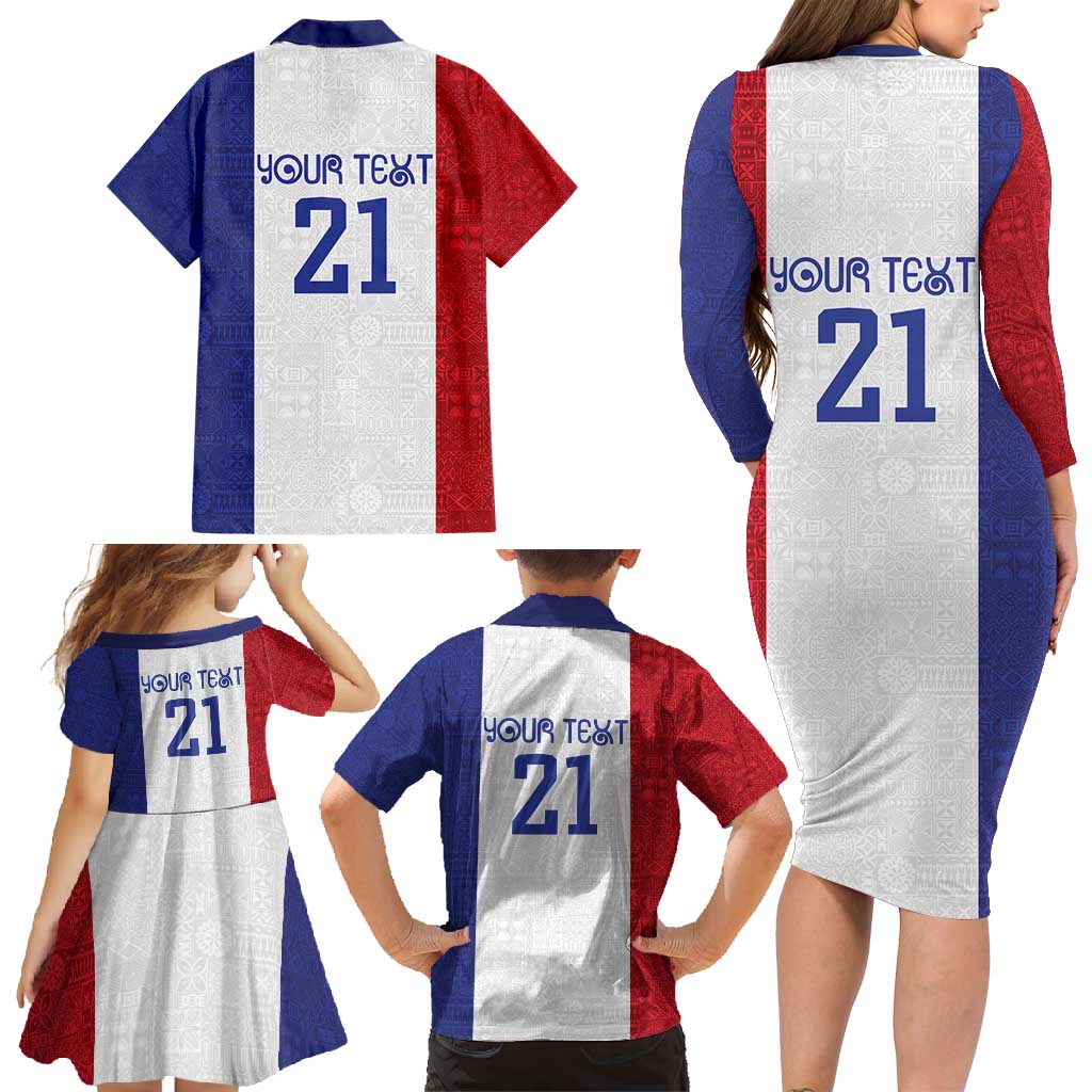 New Zealand Rugby Pacific Personalised Family Matching Long Sleeve Bodycon Dress and Hawaiian Shirt Maori Style Tribal Tapa Pattern