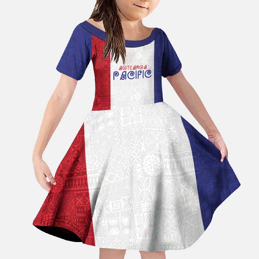 New Zealand Rugby Pacific Personalised Family Matching Off Shoulder Maxi Dress and Hawaiian Shirt Maori Style Tribal Tapa Pattern