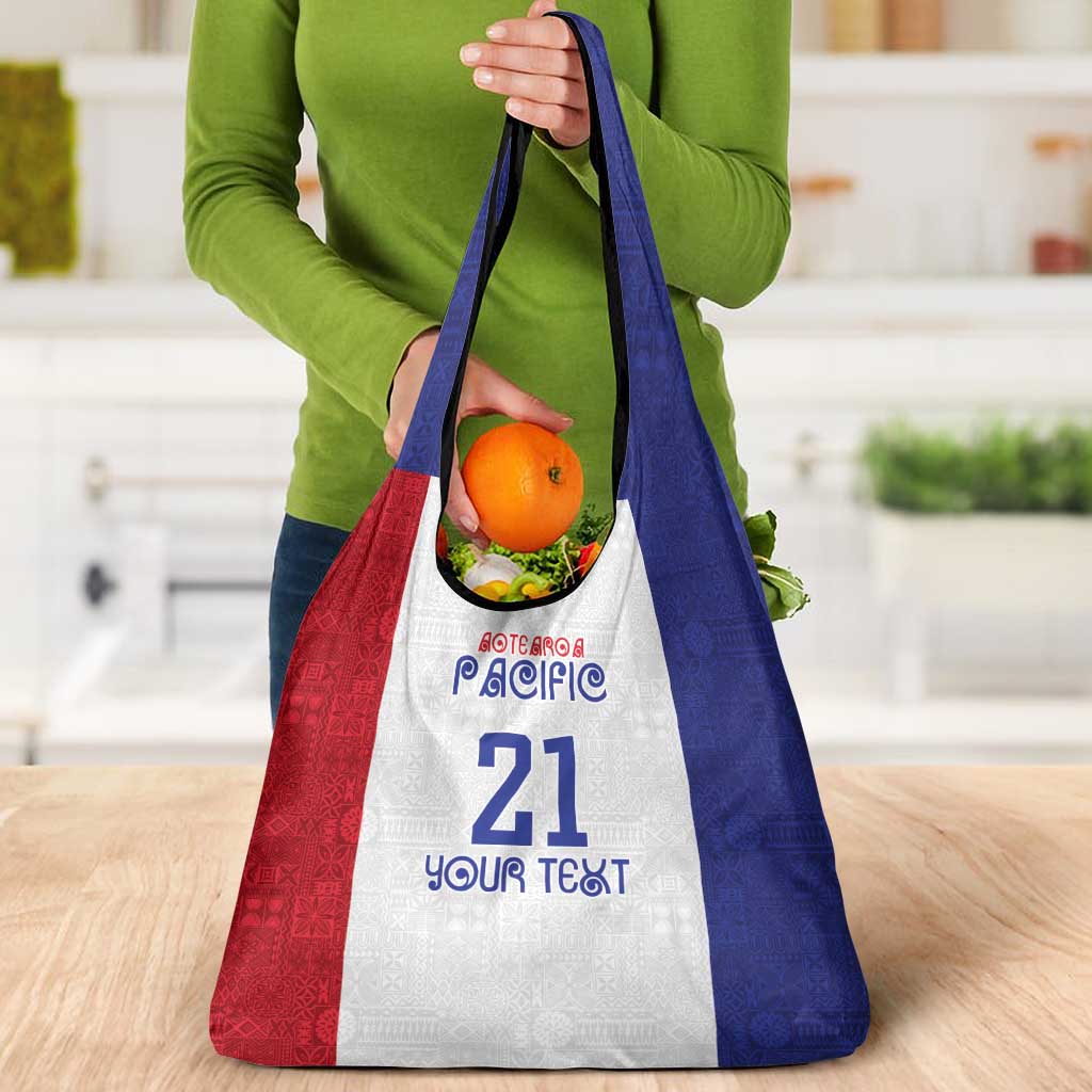 New Zealand Rugby Pacific Personalised Grocery Bag Maori Style Tribal Tapa Pattern