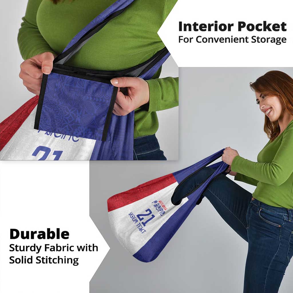 New Zealand Rugby Pacific Personalised Grocery Bag Maori Style Tribal Tapa Pattern