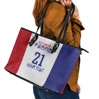 New Zealand Rugby Pacific Personalised Leather Tote Bag Maori Style Tribal Tapa Pattern