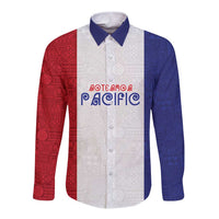 New Zealand Rugby Pacific Personalised Long Sleeve Button Shirt Maori Style Tribal Tapa Pattern