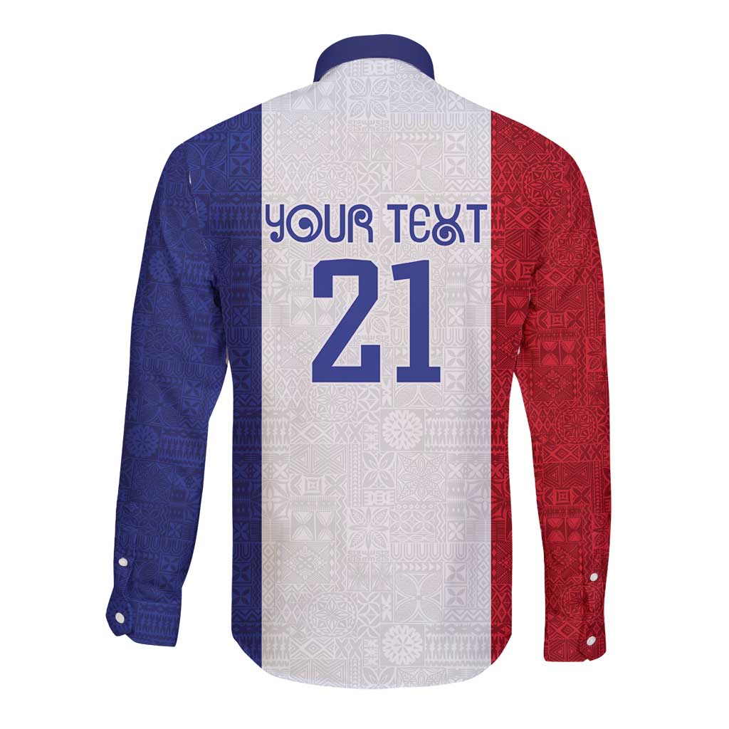 New Zealand Rugby Pacific Personalised Long Sleeve Button Shirt Maori Style Tribal Tapa Pattern