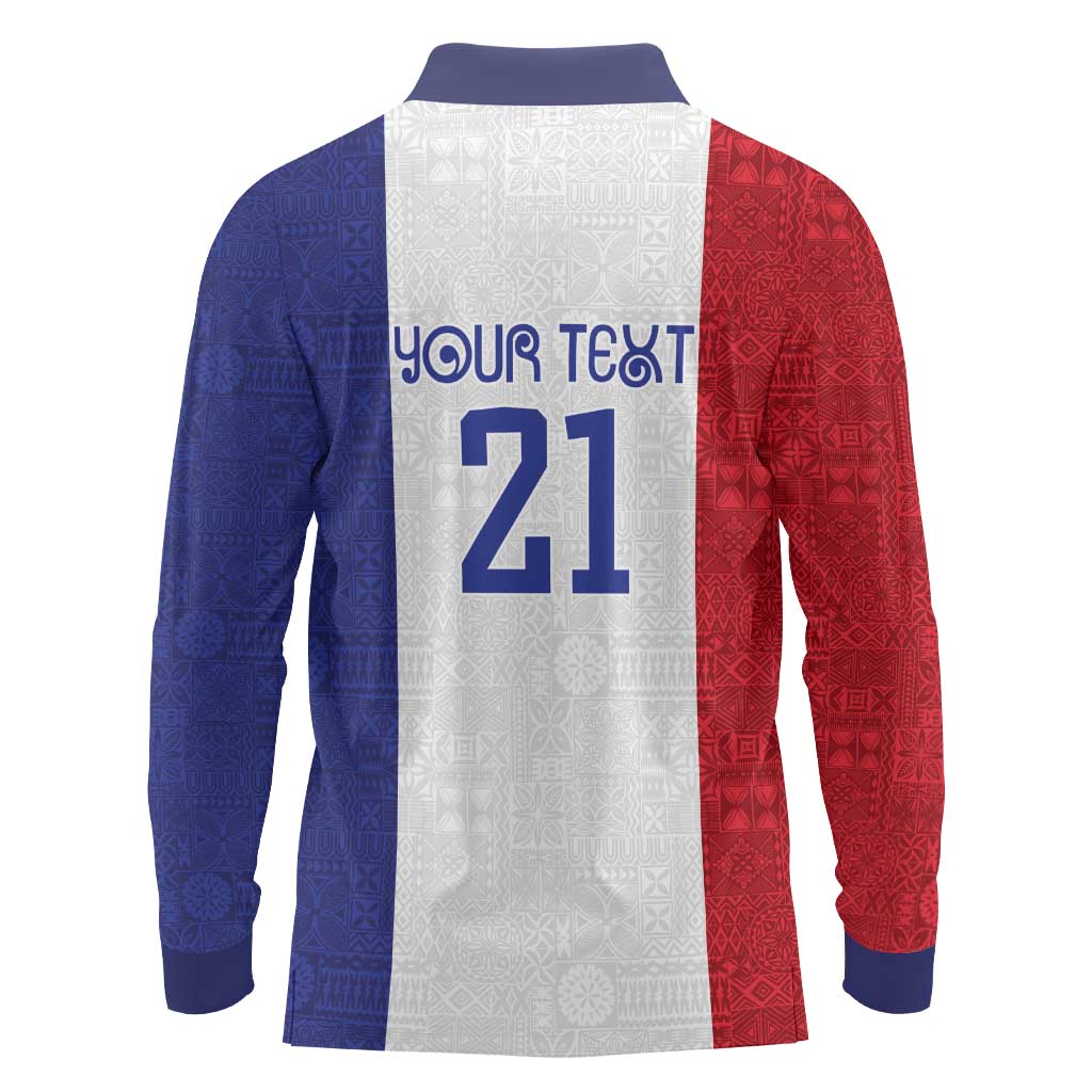 New Zealand Rugby Pacific Personalised Long Sleeve Polo Shirt Maori Style Tribal Tapa Pattern